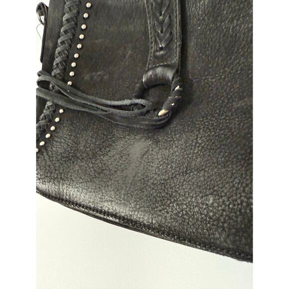 Montana West Black Suede Shoulder Bag Conceal Carry Hobo Tote Bag Fringe Zipper - Picture 6 of 9